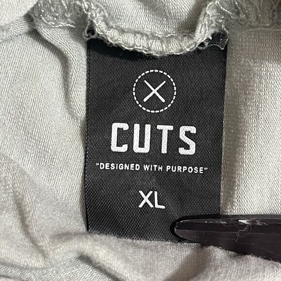 Cuts Clothing Shirt Mens XL Green Curve Hem Long Sleeve Crew Stretch Performance - Picture 3 of 10